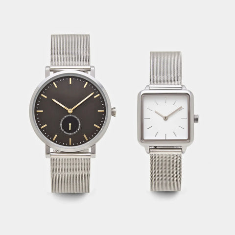 All Steel Couple Watch